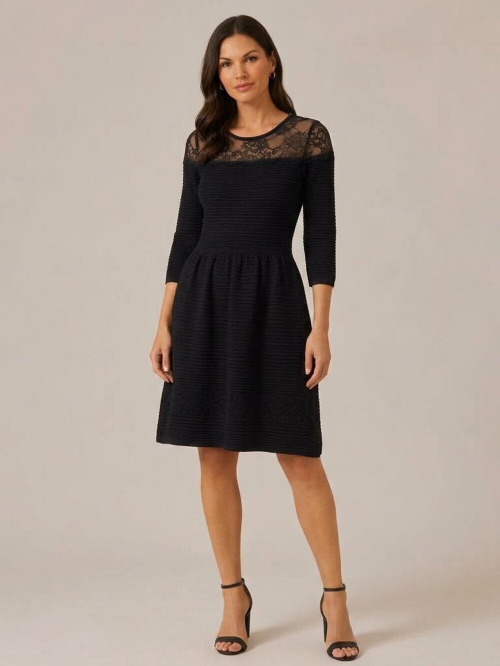 NWT Jessica Simpson Black Lace Yoke Ribbed Fit & Flare Dress for Girls Size: XS